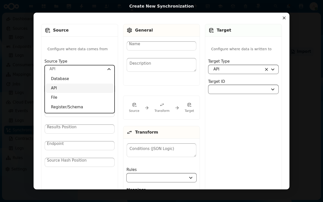 Synchronization source configuration