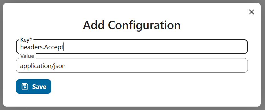 the add Configuration modal