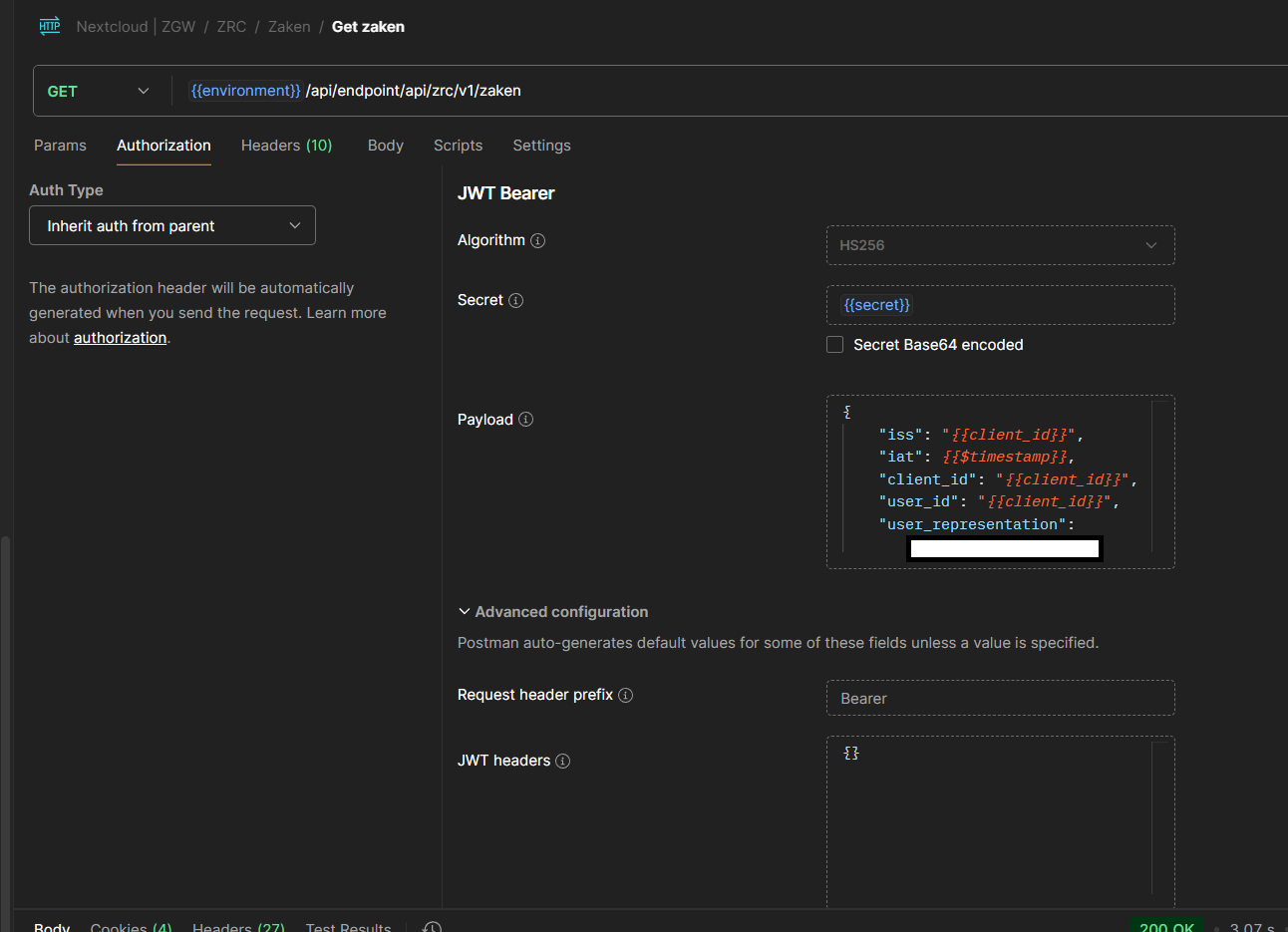 Postman example